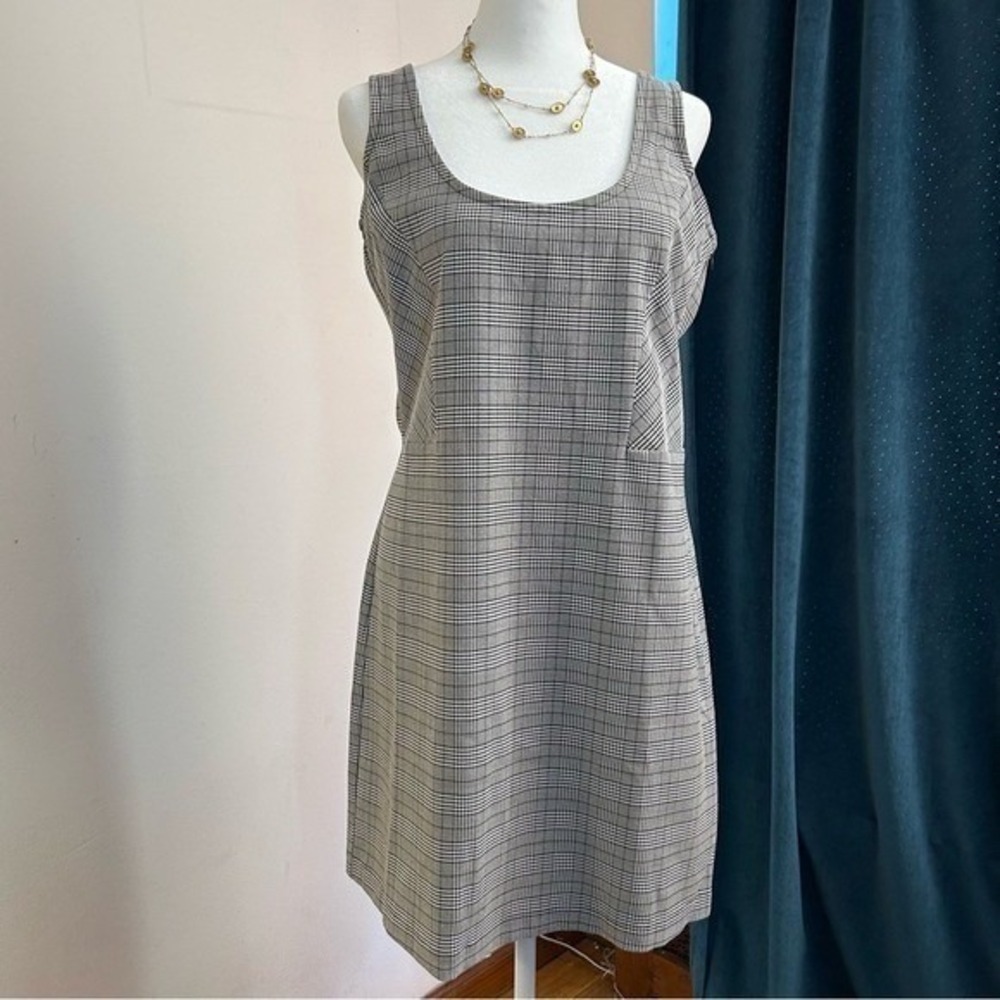 Walter Baker Plaid Scoop Neck Shift Mini Dress Gray Size 6 Excellent